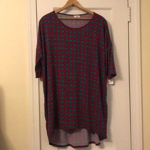 LulaRoe Irma: Magenta & Teal Polka Dot